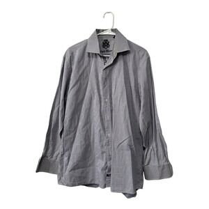 ENGLISH LAUNDRY Men's Long Sleeve‎ Shirt Size Large Blue & Gold Embroidered EUC